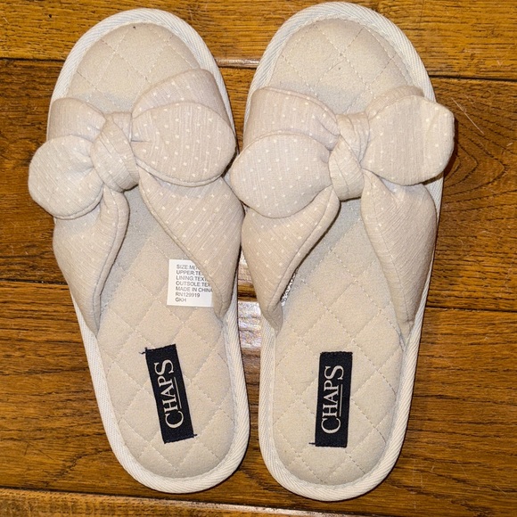 Chaps Shoes - Chaps Beige Bow Slippers for Women